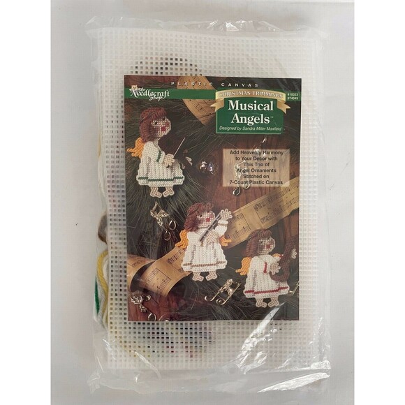 The Needlecraft Shop Christmas Musical Angels Ornaments Plastic Canvas Kit NEW - Picture 2 of 3